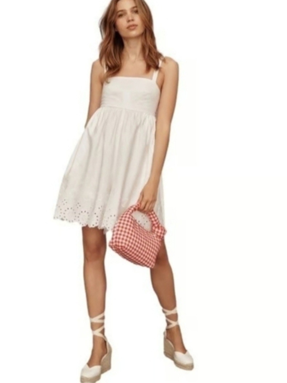 NWT Maeve From Anthropologie White Eyelet Babydoll Cotton Romper